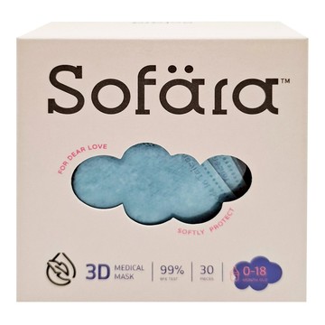 Sofara 舒芙氧 嬰兒3D空氣口罩 0~18個月  30片  1盒  綠湖藍