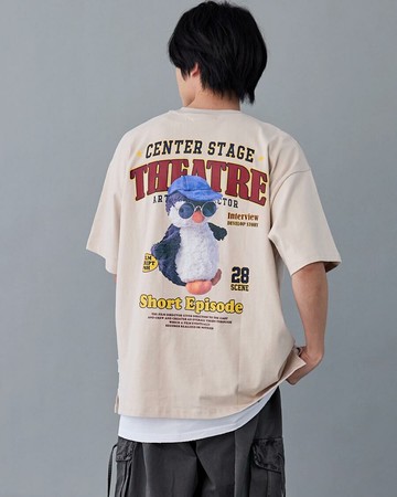美式THEATRE街頭落肩短TEE (米杏色)