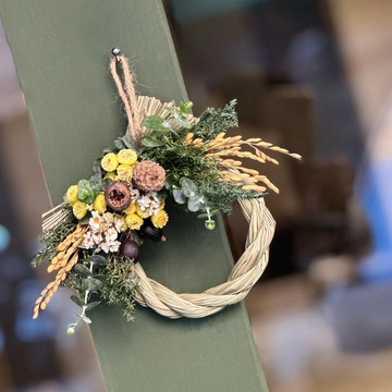 迎春花 - 新年限定!日式永生花注連繩掛飾,過年伴手禮/空間佈置