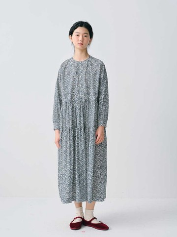 薄棉碎花印花大擺寬松休閒連衣裙洋裝