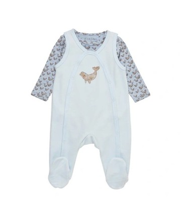 海豚演唱會-長袖連身套裝(藍)62cm