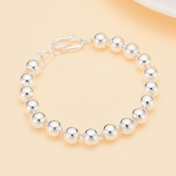 情侶手鏈女999純銀圓珠子年輕款轉運珠足銀佛珠手串大人兒童腳鏈