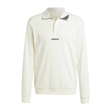 Adidas LS Polo IX9614 男 Polo衫 長袖上衣 運動上衣 休閒上衣 米白