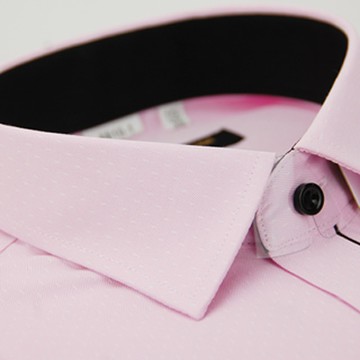 金安德森 粉底白點黑內領門襟窄版長袖襯衫