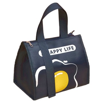 超萌Q便當袋 牛津布+加厚鋁箔內襯 保溫保鮮 輕鬆攜帶  21 x 24.5 x 14cm  藏青蛋