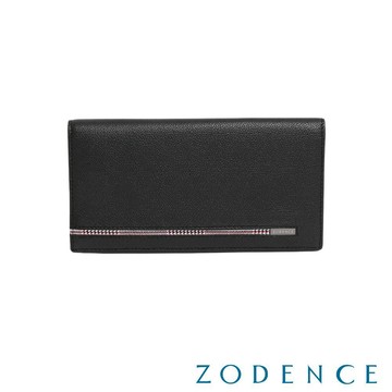 ZODENCE KIRK進口真皮格紋6卡長夾-黑
