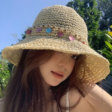 【巴黎精品】現貨+預購 防曬帽漁夫帽子遮陽帽大帽簷戶外登山透氣速乾-民族風貝殼鏤空透氣女帽子2色a1kl24