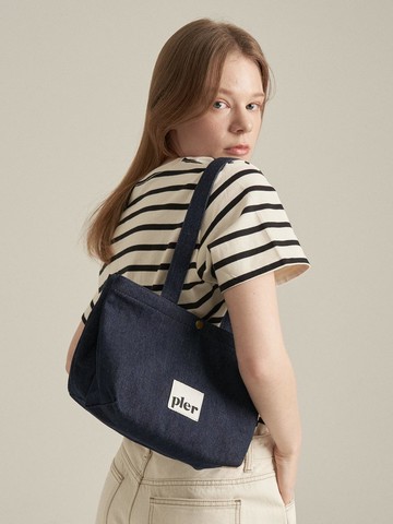 Washed Cotton Denim Casual Bag [Indigo]
