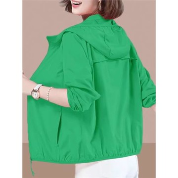 連帽防曬衣女士裝春秋2025年新款夏季風衣短外套今年流行爆款上衣