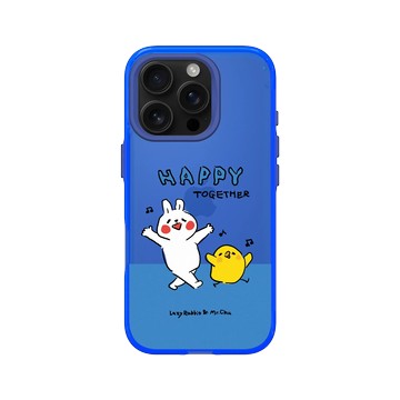 iPhone 16 Pro Clear 激光藍 - 懶散兔與啾先生 Lazy Rabbit and Mr.Chu - 左手的快樂