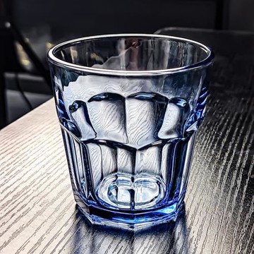 必勝客同款杯子玻璃杯藍色水杯餐具八角寶石藍高級感小眾家用套裝