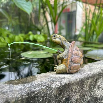 ✨在臺出貨✨烏龜釣魚缸水族箱裝飾品創意中式假山流水器魚池庭院造景觀擺件