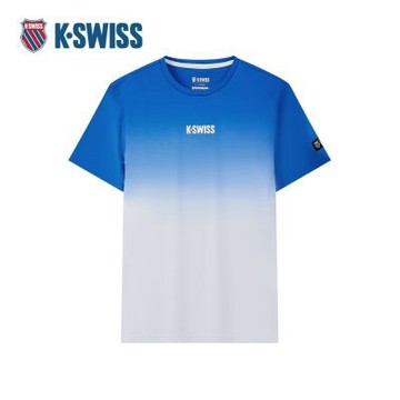 K-SWISS 專業運動T恤 TEESHIRTKC7622MNTS44 男上衣 男裝 白/藍色 1010037-141