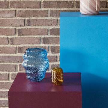 【Hübsch】水藍色不規則造型玻璃花瓶