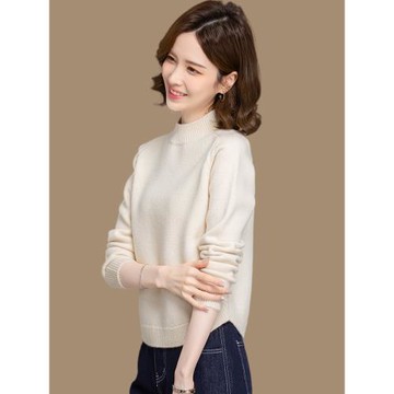 小個子毛衣羊毛衫女秋冬寬松短款加厚弧形下擺上衣高腰針織打底衫