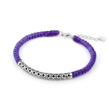 幸運手繩．手鍊．蠶絲蠟繩． 純銀．財源滾滾