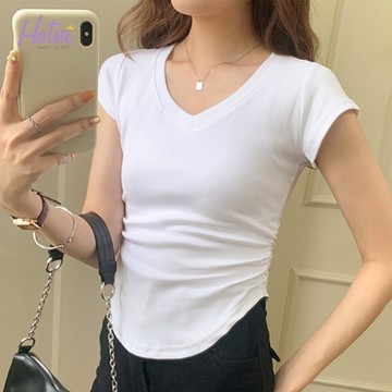 Hotni 甜辣V領收腰修身上衣-KDTY-T93(S-XL碼)