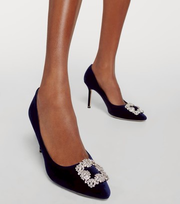 Manolo Blahnik Hangisi 90 embellished velvet pumps