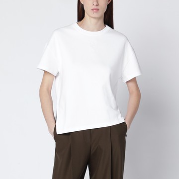 White asymmetrical cotton-blend T-shirt