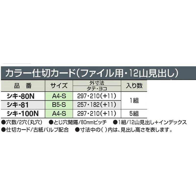 コクヨ ファイル 仕切カード A4 12山 5組 シキ-100N