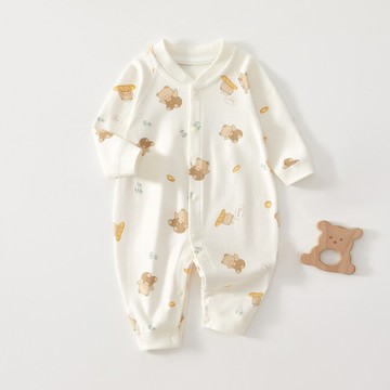 新生嬰兒兒連體衣服純棉春秋款打底男女寶寶秋季無骨哈衣爬服外出鑫弘-萌寶童裝可開發票