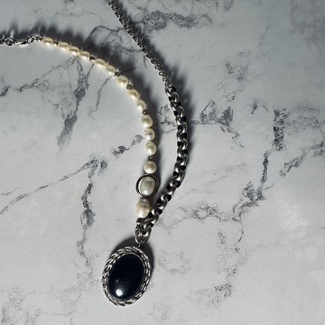 黑曜石不對稱項鍊