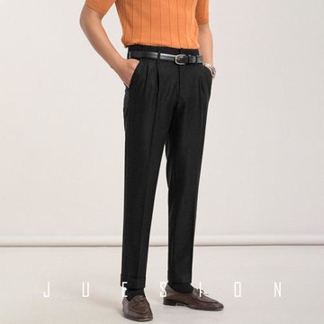 好萊塢高腰西褲男士商務休閑修身免燙休閑褲正裝垂感長褲西裝褲