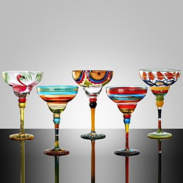 彩繪瑪格麗特洋酒杯子水晶玻璃手繪雞尾酒杯艾麗西亞高腳杯水晶杯