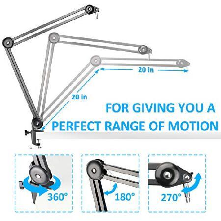 Shure SM7B Boom Arm with Pop Filter Suspension Boom Scissor Arm Stand for Shure SM7B Microphone with Types Windscreen by YOUSHARES