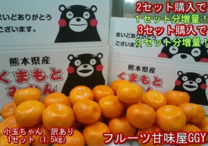 小玉ちゃん　訳あり　１セット1.5kg　熊本産　２セット購入で１セットおまけ！３セット購入で3セットおまけ！熊本産 ご家庭用