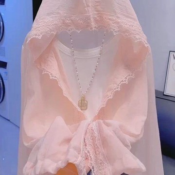 🍭臺灣出貨🍭蕾絲拼接連帽防曬襯衫女夏季新款輕薄透氣時尚防曬衫薄款外套