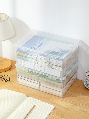 書本收納盒多用途桌面收納盒透明學生課本整理箱兒童玩具收納盒子