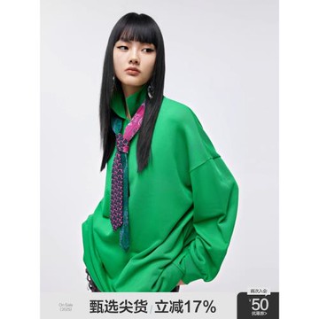 JNBY/江南布衣折扣秋冬連衣裙襯衫式100%棉寬松簡約翻領長袖女