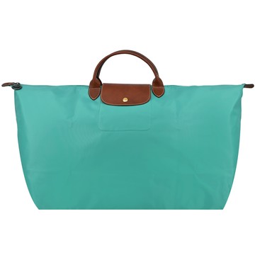 LONGCHAMP LE PLIAGE系列短把再生尼龍摺疊水餃旅行袋(特大/松石綠)