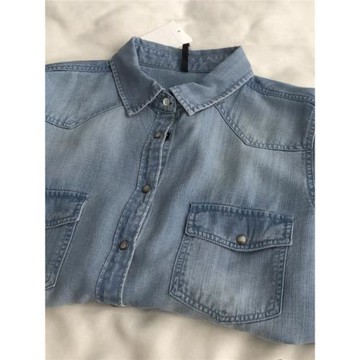 北歐精致 小眾天絲超柔水洗牛仔襯衫女正肩百搭顯瘦長袖襯衣春夏