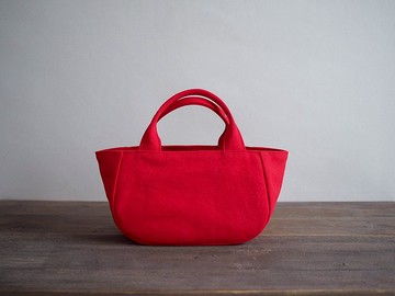 定制圓形手提包，帶蓋 S 朱紅色