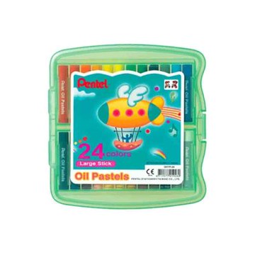 【Pentel 飛龍】24色特大粉蠟筆PP盒 /盒 GHTP-24