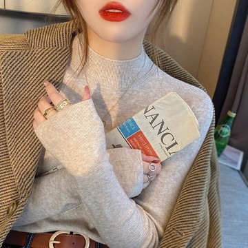 💕甜心大尺碼💕大尺碼半高領毛衣女秋冬新款針織衫修身顯瘦內搭長袖百搭洋氣打底衫上衣