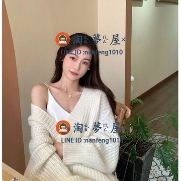 外套新款寬松加厚慵懶風毛衣中長款針織外搭開衫女秋冬【淘夢屋】