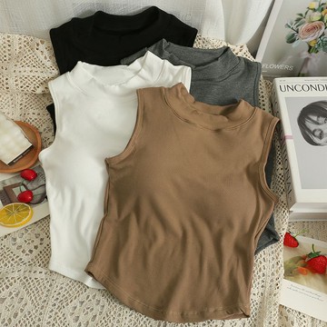 【現*貨】Plump 150kg內可穿 帶胸墊 大尺碼女裝 修身 顯瘦 帶胸墊背心 百搭 半高領打底衫 女生上衣