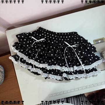 超實惠 十 女短裙 A字裙 原創設計甜美蝴蝶結少女蕾絲花邊波點蛋糕裙日系半身裙蓬蓬裙短裙