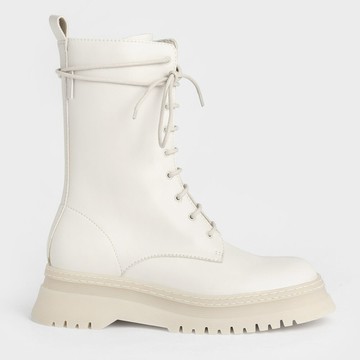 厚底綁帶中筒靴