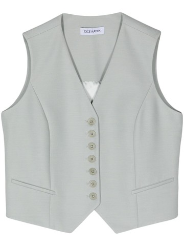 Dice Kayek - V-neck button-up gilet - women - Viscose/Virgin Wool - 38 - Green