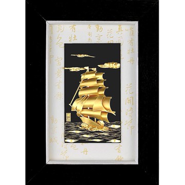開運陶源 雅鑑鑫品 【小彩金系列-一帆風順】 純金金箔畫 50 x 36cm