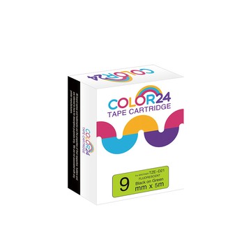 Color24 for Brother TZ-D21 / TZe-D21 螢光綠底黑字相容標籤帶(寬度9mm)