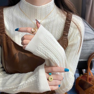 衣時尚 上衣 針織衫 毛衣 內搭衫 新款半高領木耳邊針織中領高級感毛衣-6264.