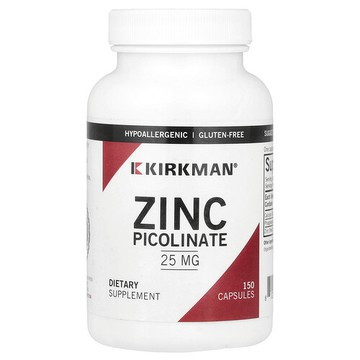 Kirkman Labs, 吡啶甲酸鋅，25 毫克，150 粒膠囊