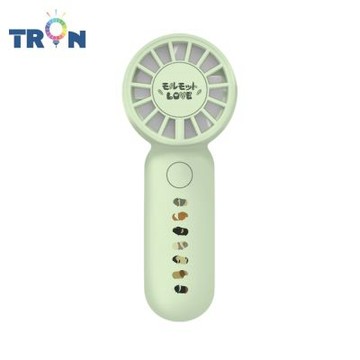TRON 迷你手持風扇 綠色 天竺鼠 三檔風速 防丟掛繩 充電風扇