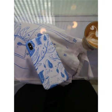 FiveFingers 藍色原創插畫手機殼簡約小眾chic適用iphone全包軟殼