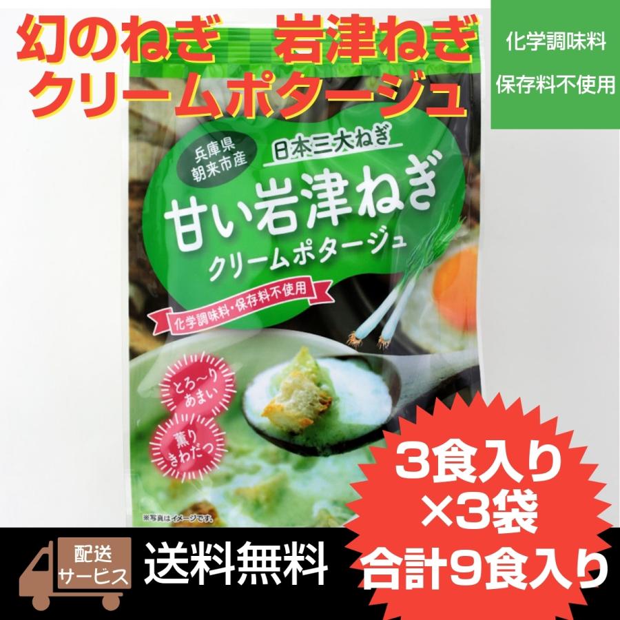 ポタージュスープ　甘い岩津ねぎ　３食入り×３袋セット　化学調味料・保存料不使用